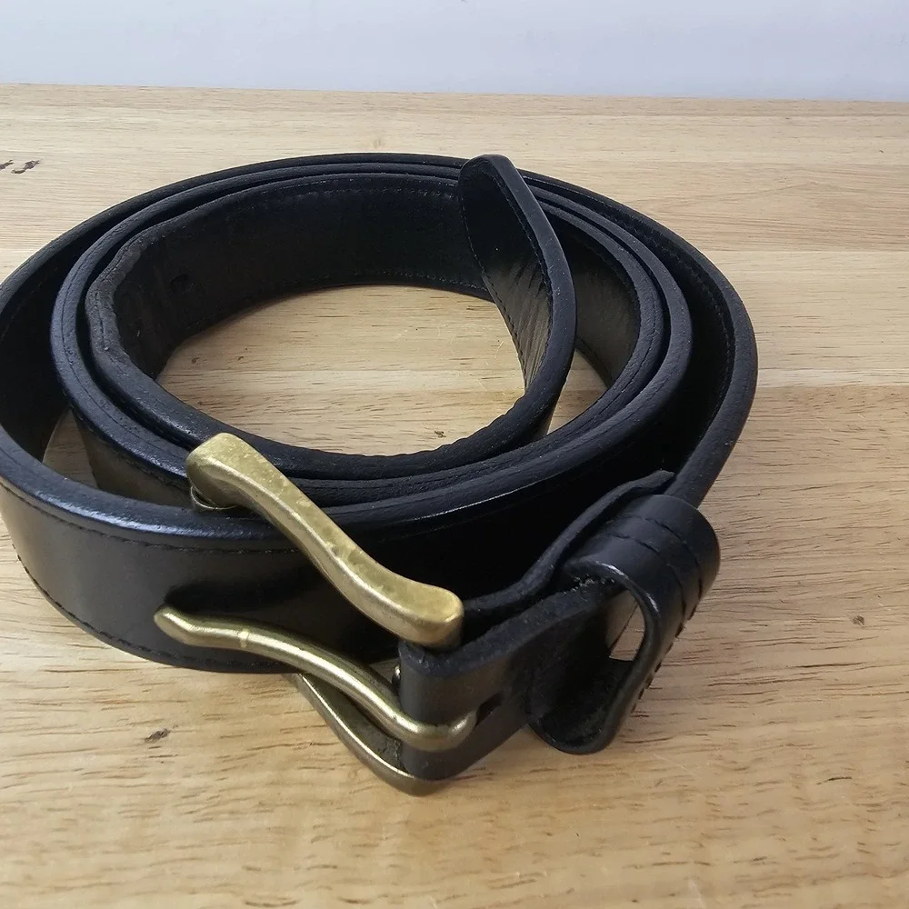 Duluth‎ Trading Co Mens Size 48 Belt Black Leather Workwear Heavy Duty Buckle